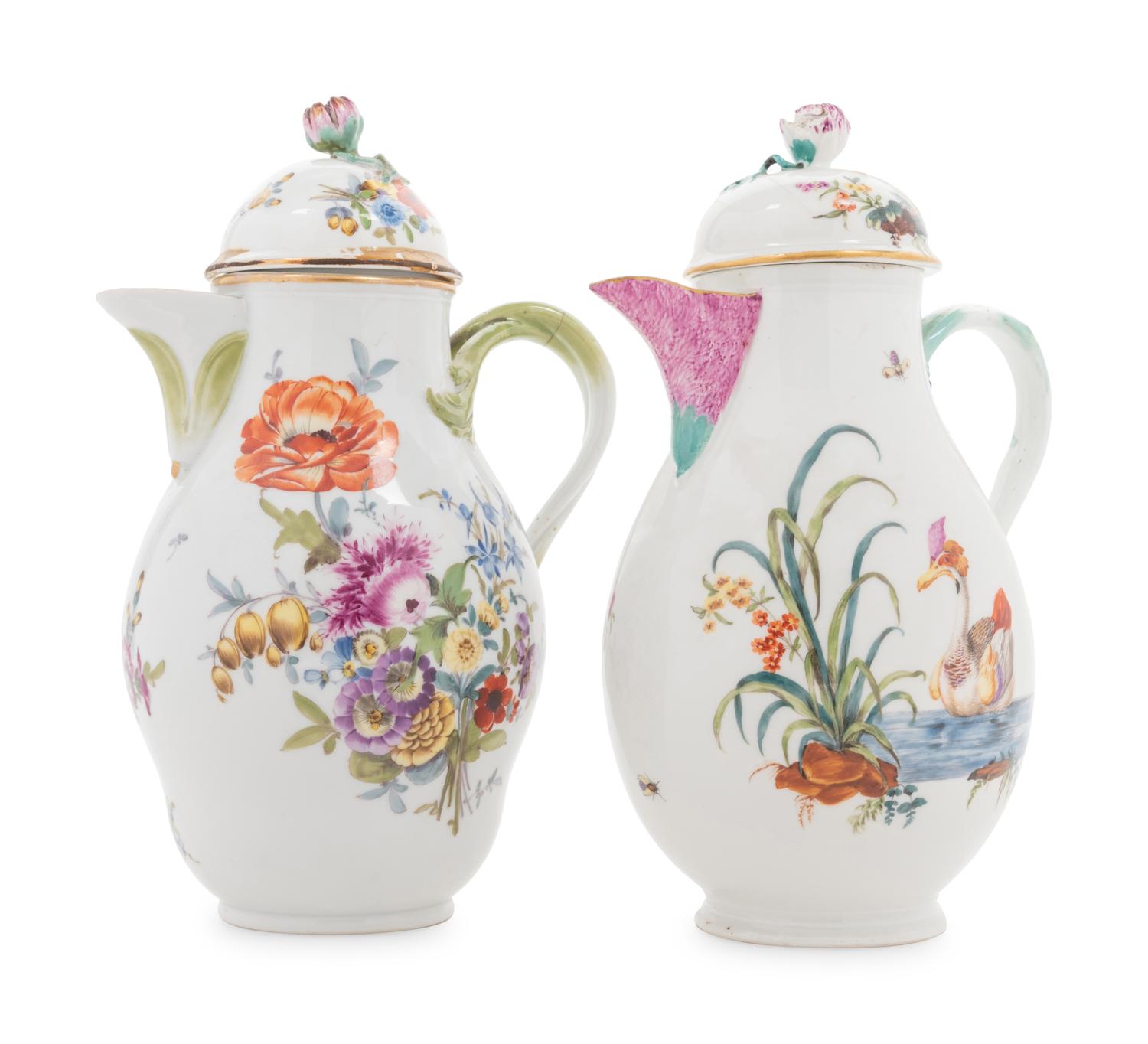 Two Continental Porcelain Coffee Pots