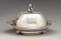 Coin silver butler dish with lid gorham corporation, providence, ri, mid to late 19th century