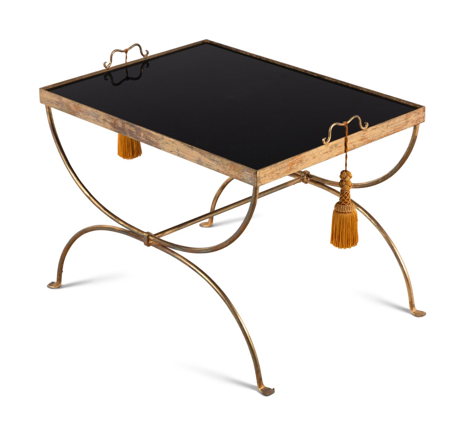 A Regency Style Gilt Metal and Glass Side Table
