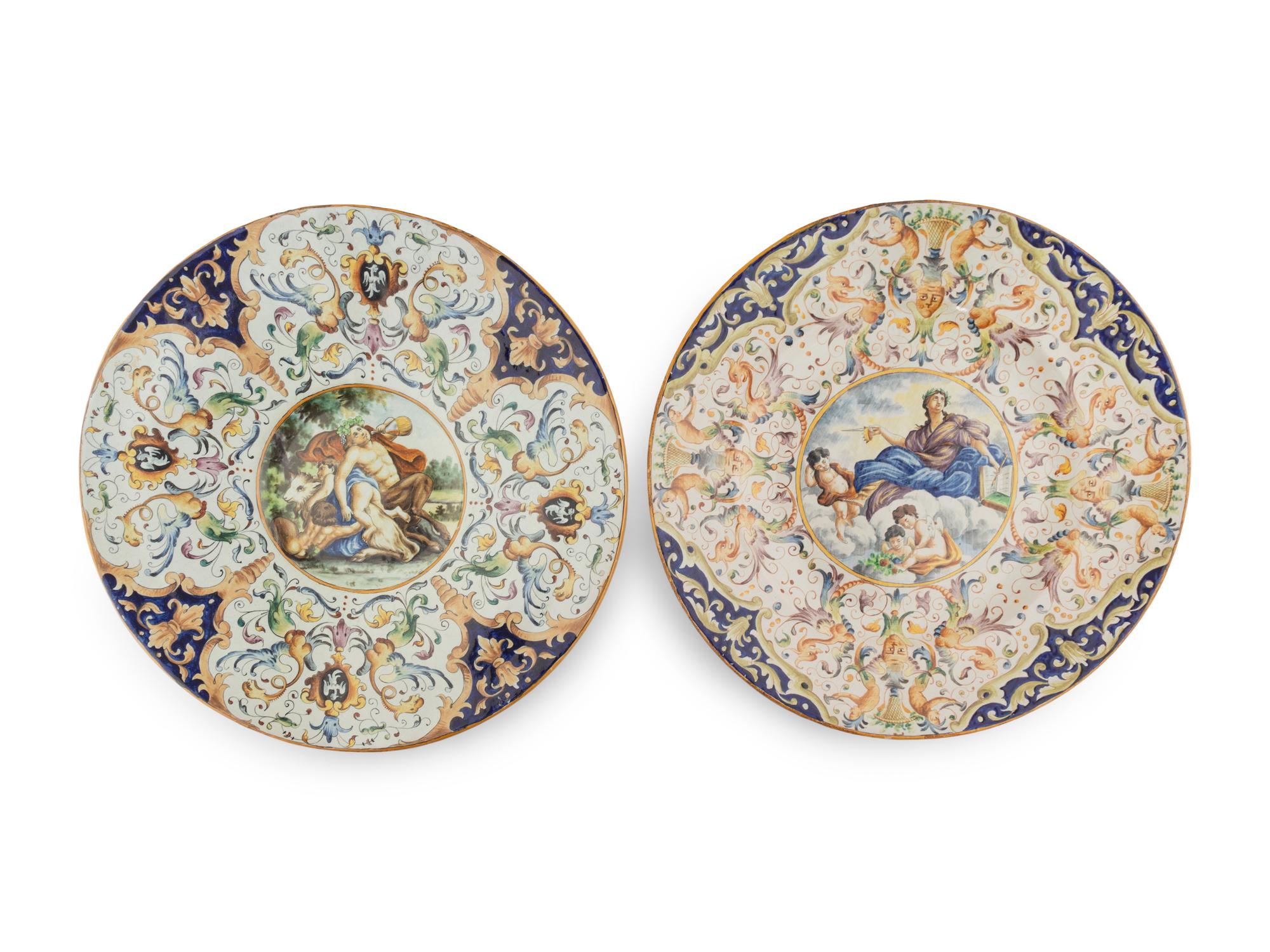 Two Majolica Earthenware Chargers
