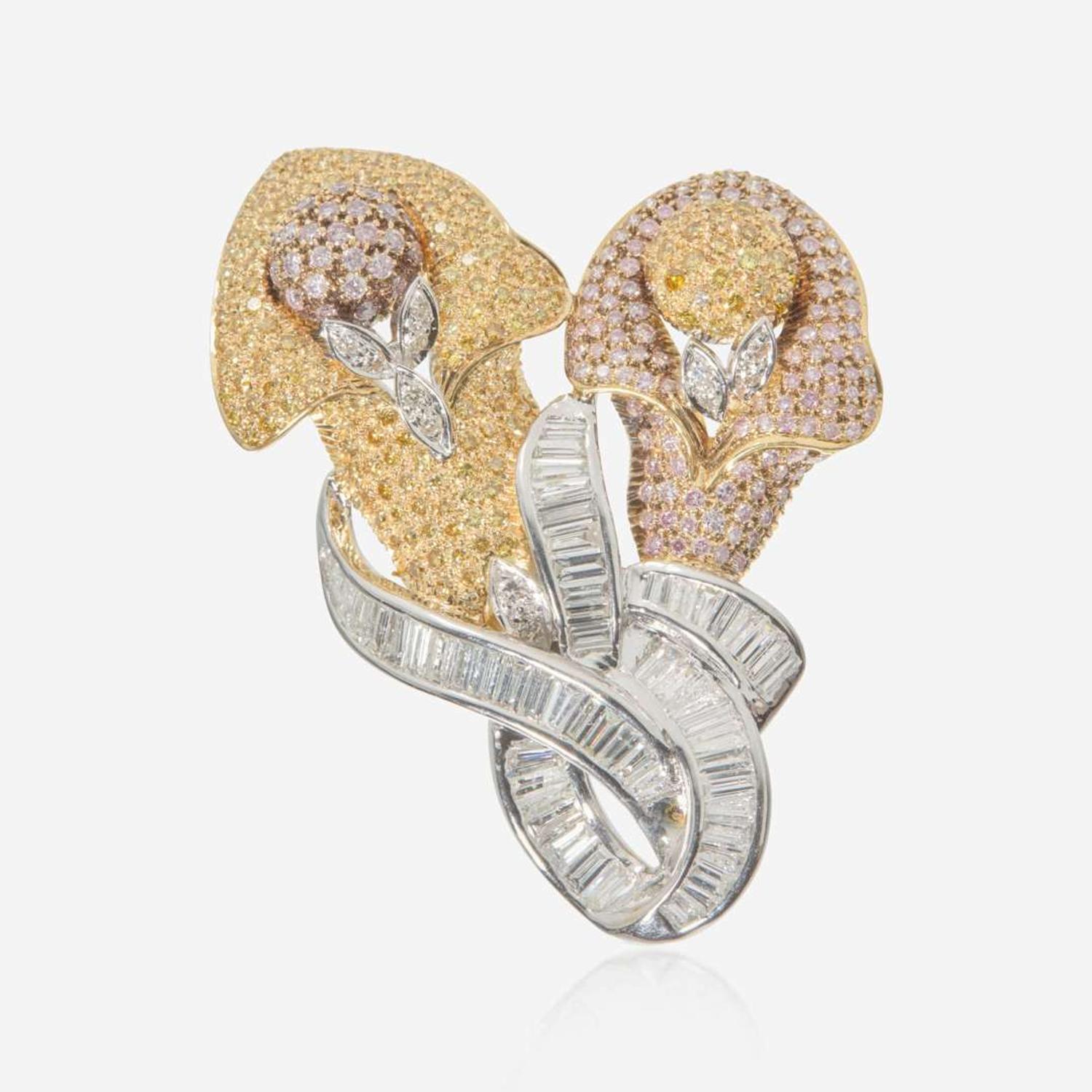An 18K Gold and Multi-Color Diamond Pendant