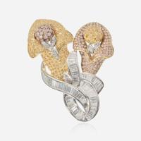 An 18K Gold and Multi-Color Diamond Pendant