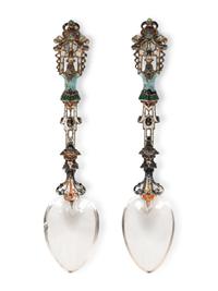 A Viennese Silver-Gilt, Enamel and Rock Crystal Coupe with Two Similar Spoons