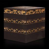 A three-tier Japanese lacquer box, signed Koma Bunsai 日本三层漆盒 20th century ????
