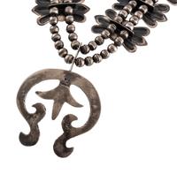 Navajo Sterling Silver and Lapis Squash Blossom Necklace