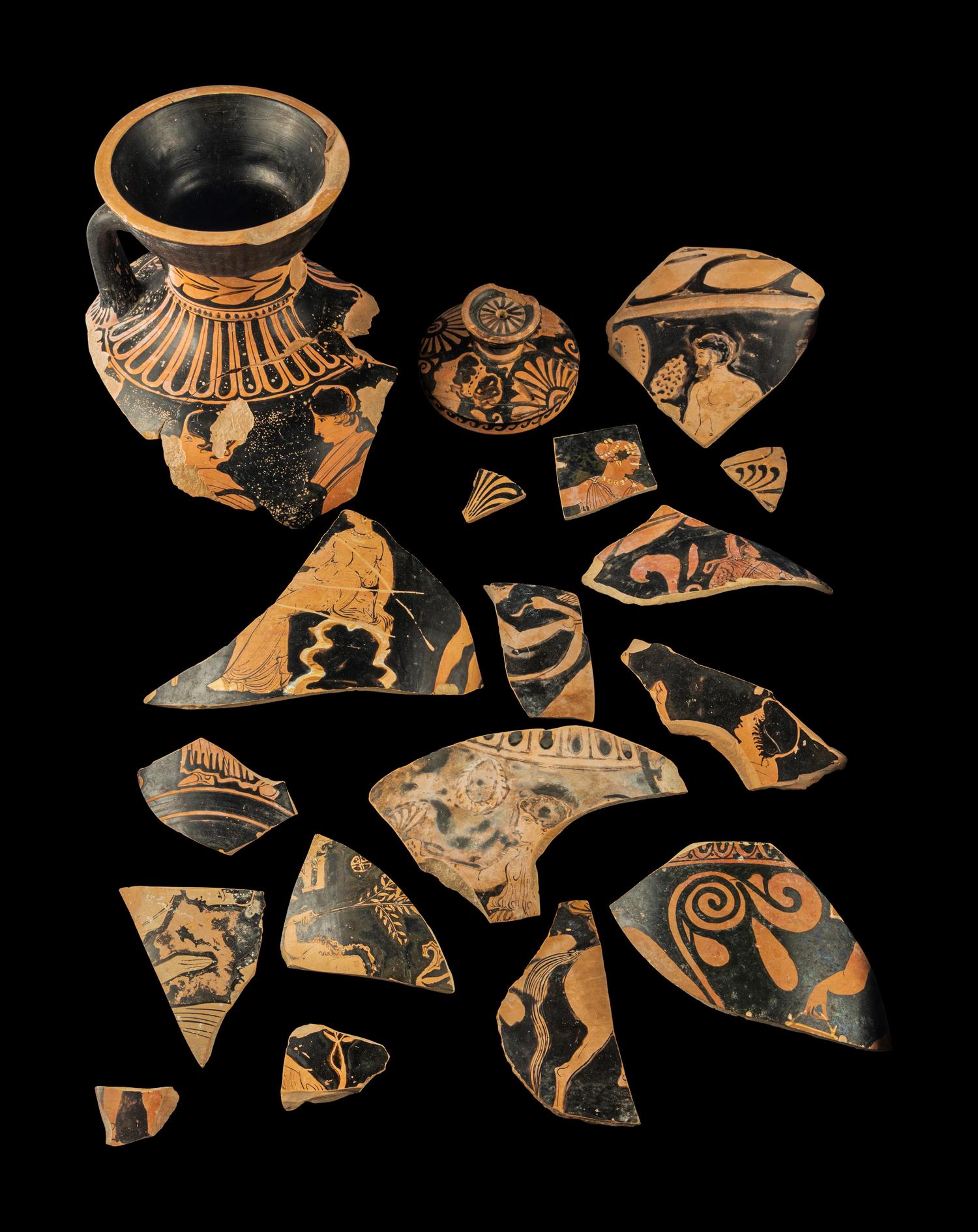 18 South Italian Red-Figured Vase Fragments