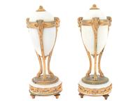 A Pair of Louis XVI Style Gilt Bronze Mounted Alabaster Cassolettes — LATE 19TH CENTURY/ EARLY 20TH CENTURY