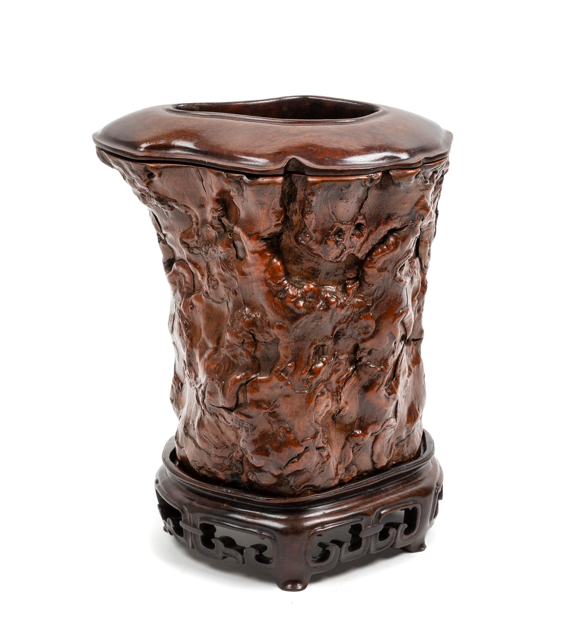 A Chinese Hardwood Brushpot, Bitong Height 5 7/8 inches. — QING DYNASTY (1644-1911)