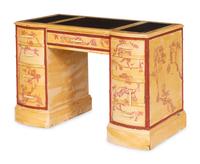 A Chinoiserie-Decorated Pedestal Desk