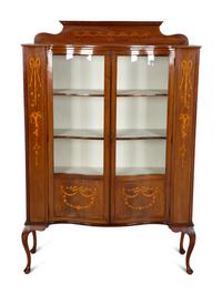 An Edwardian Mahogany and Marquetry Vitrine Cabinet