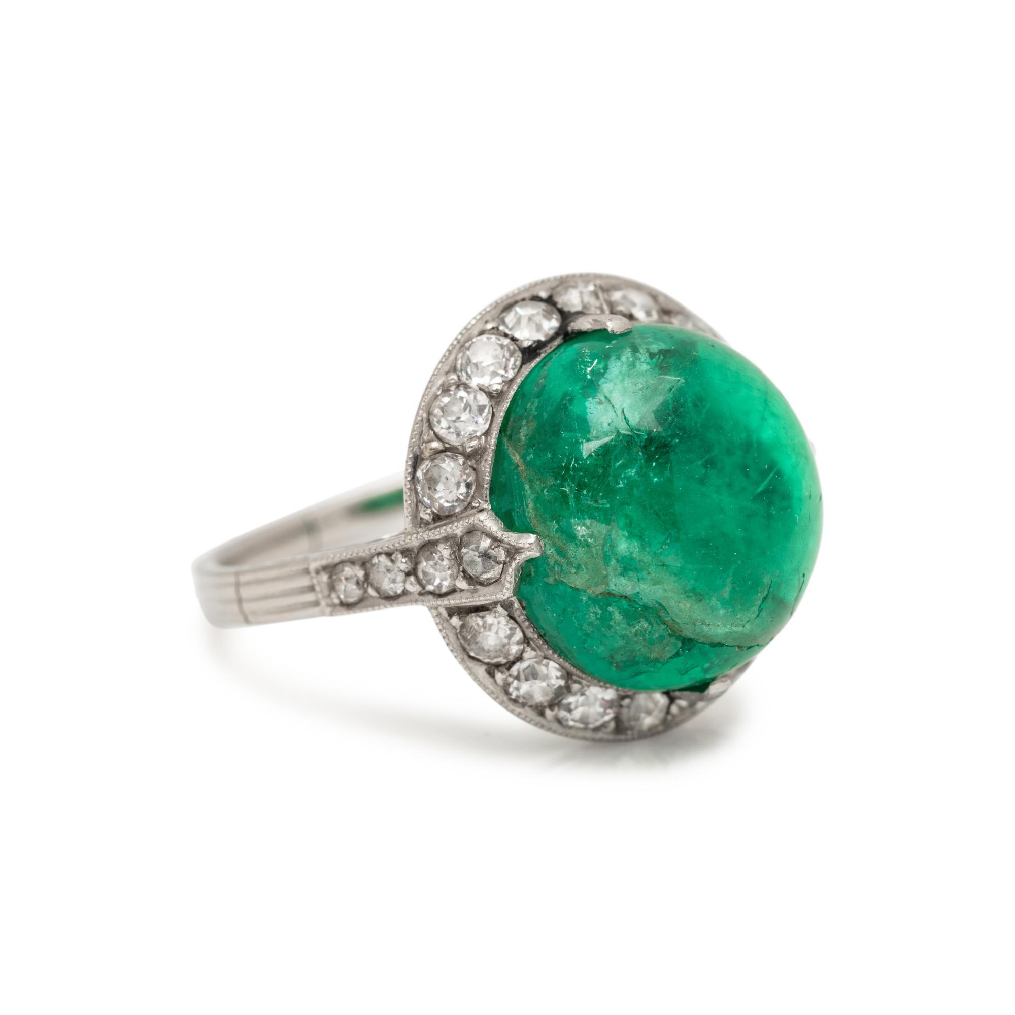 ANTIQUE, EMERALD AND DIAMOND RING