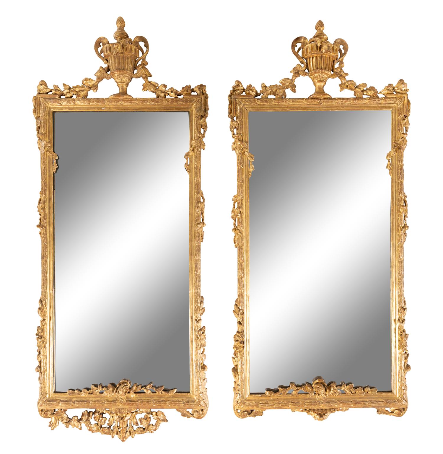 A Pair of Louis XVI Style Giltwood Mirrors