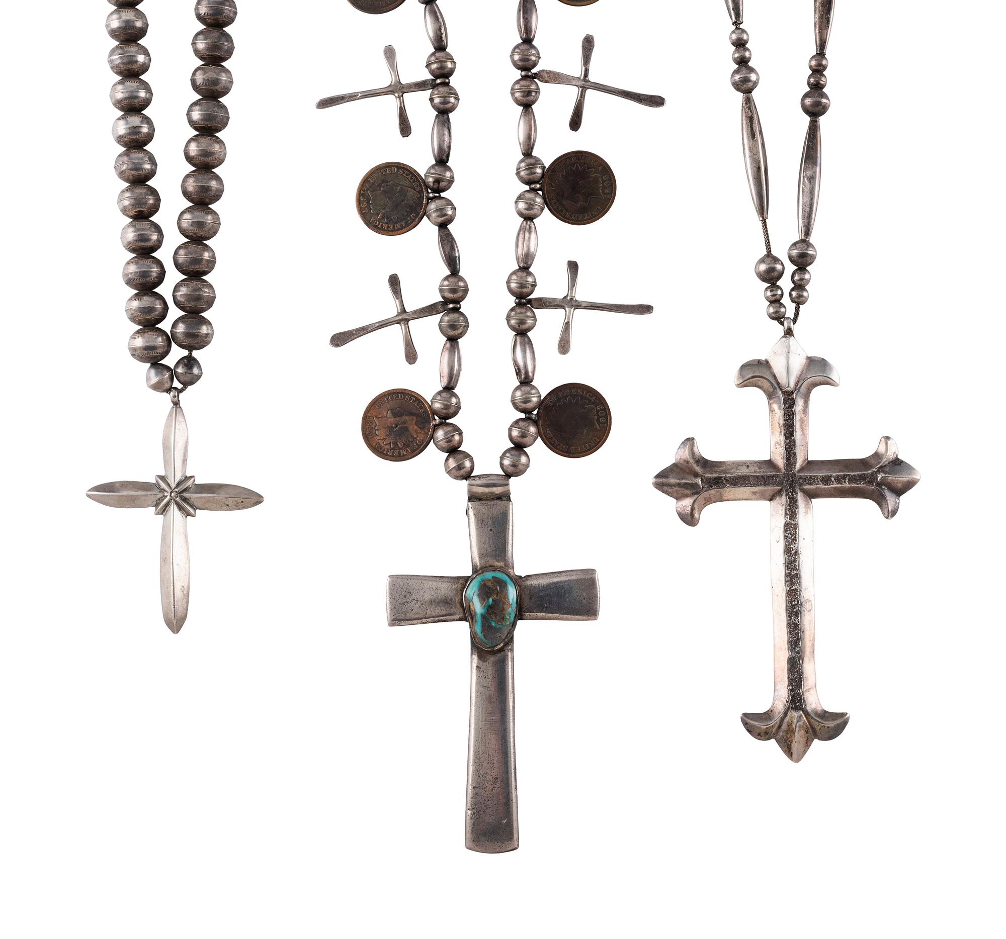Southwestern Silver Cross Necklaces