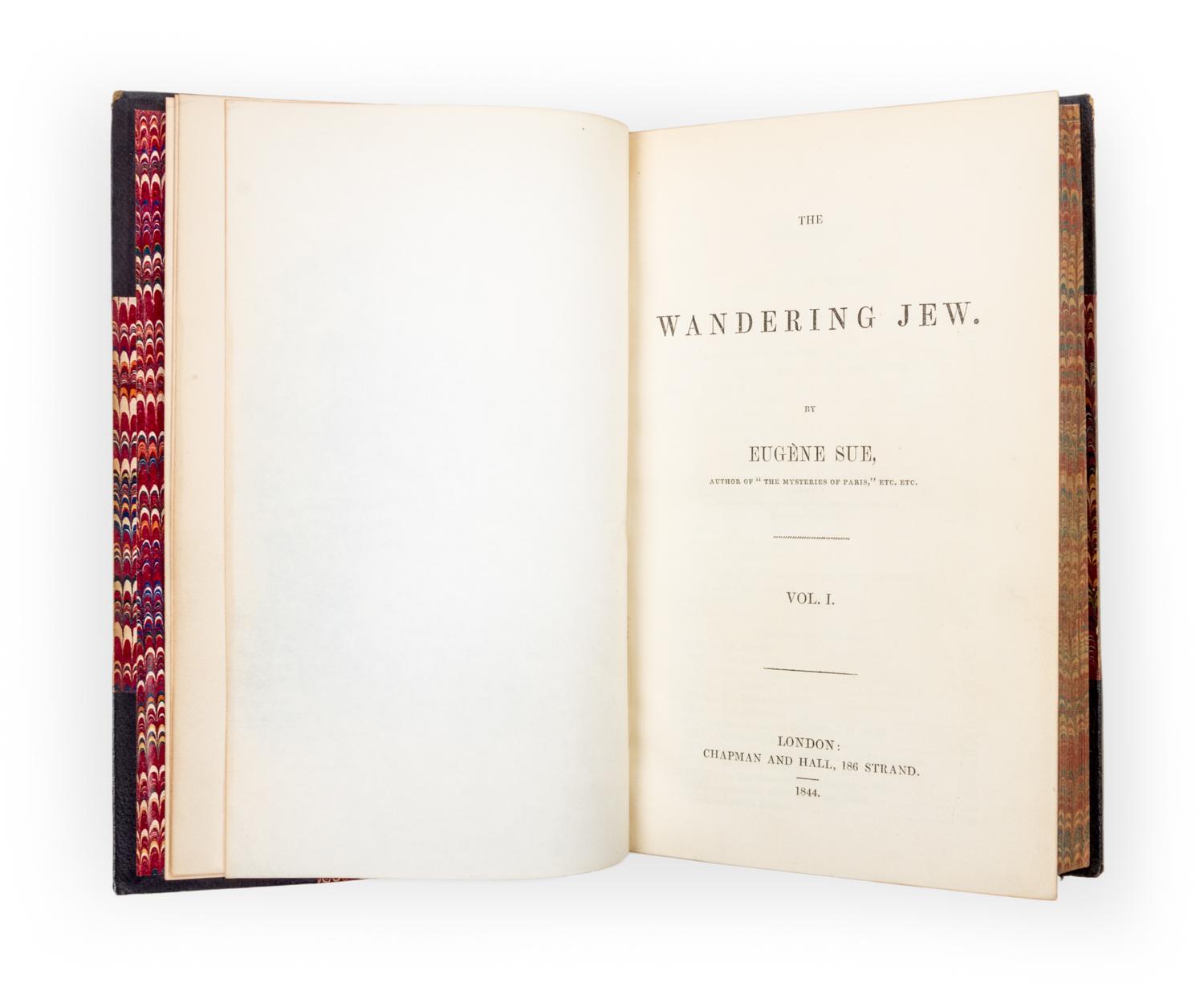 SUE, EUGENE. 2 works: The Wandering Jew (1844) and The Mysteries of Paris (1845). 6 vols. total.