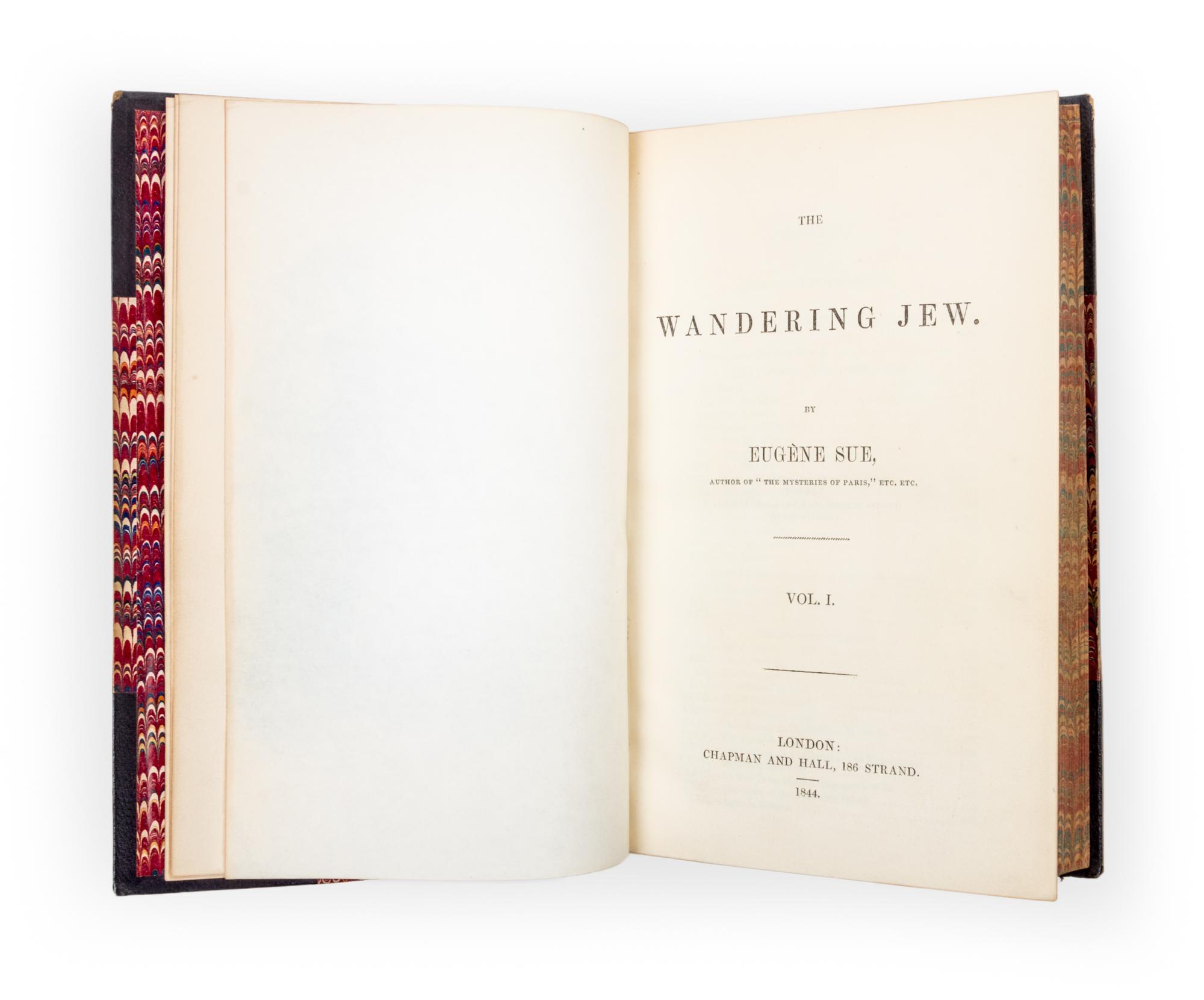 SUE, EUGENE. 2 works: The Wandering Jew (1844) and The Mysteries of Paris (1845). 6 vols. total.