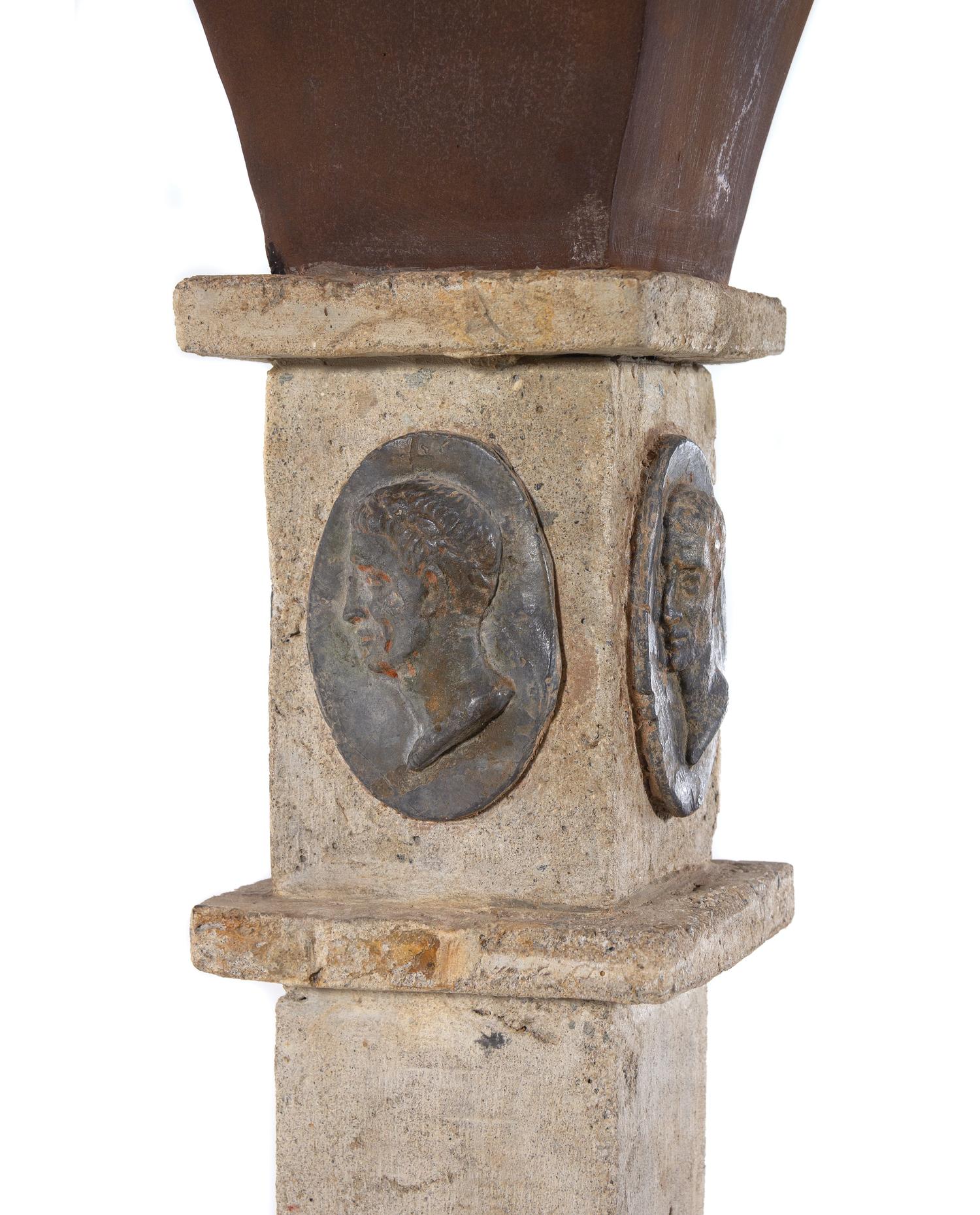 A Roman Revival Cast Stone Floor Lamp