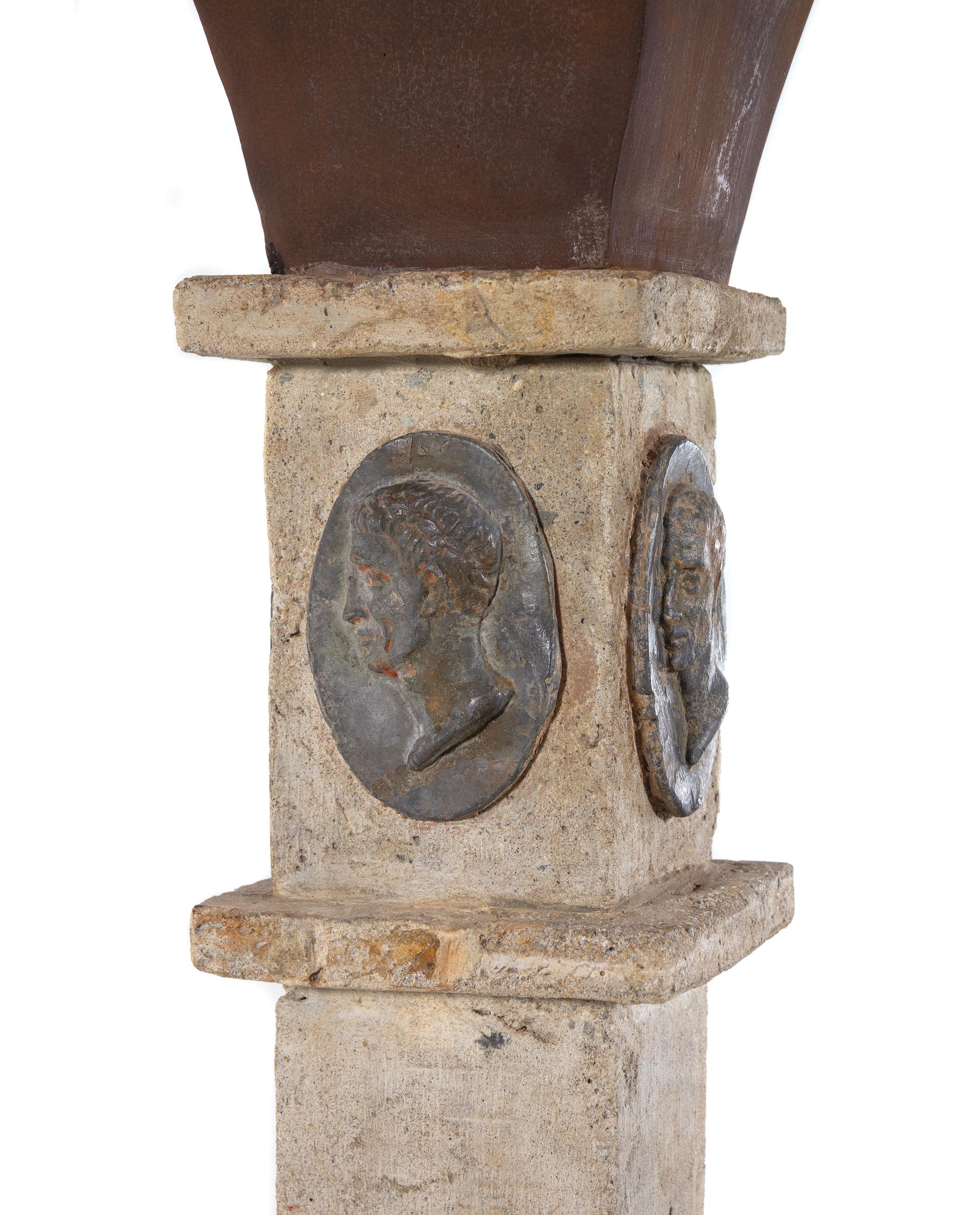 A Roman Revival Cast Stone Floor Lamp