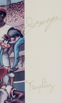 A Cincinnati Reds Big Red Machine Starting Lineup Signed Autograph Looney Tunes Print