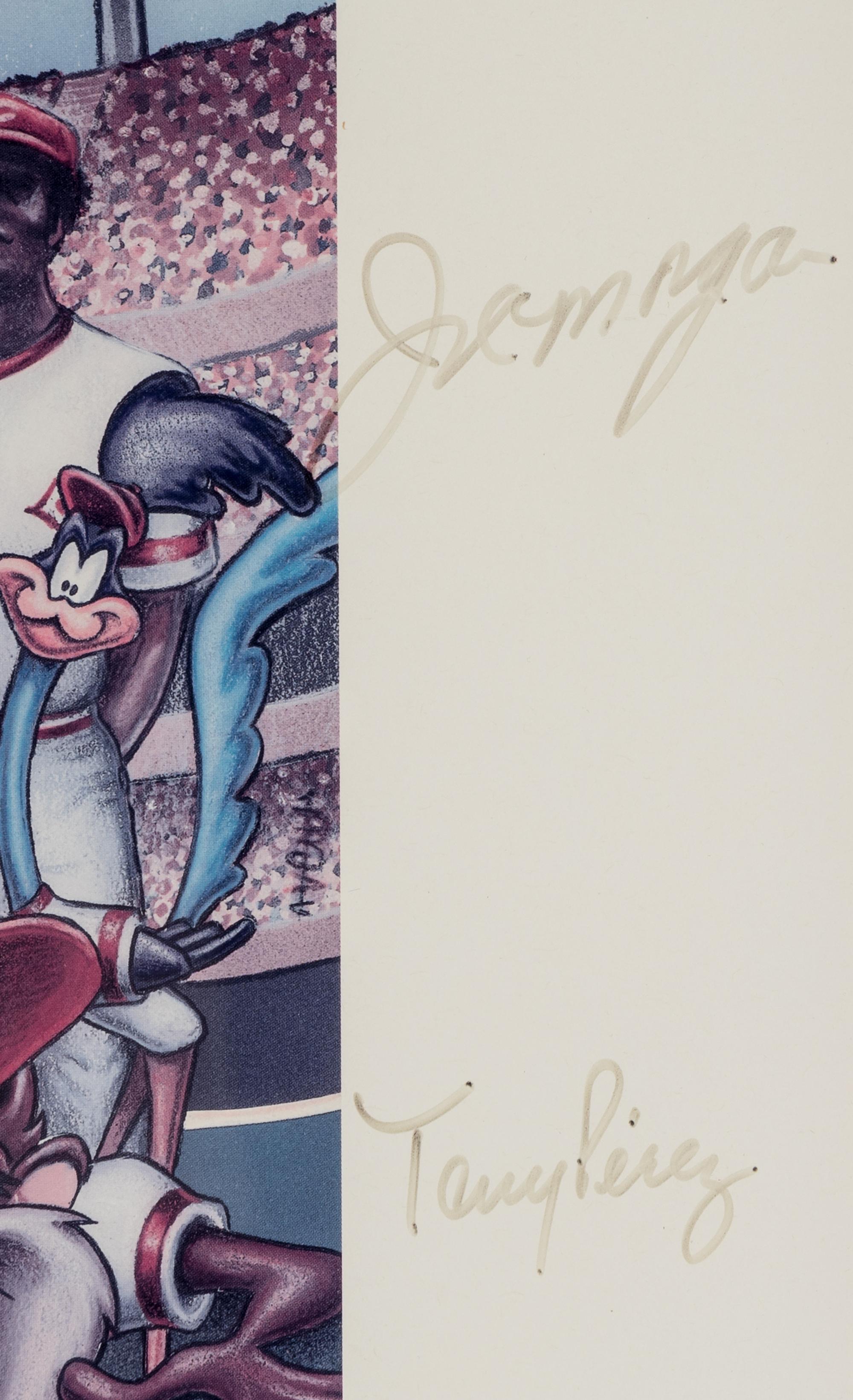 A Cincinnati Reds Big Red Machine Starting Lineup Signed Autograph Looney Tunes Print