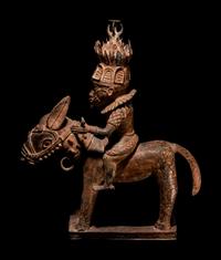 A Benin Style Bronze Equestrian