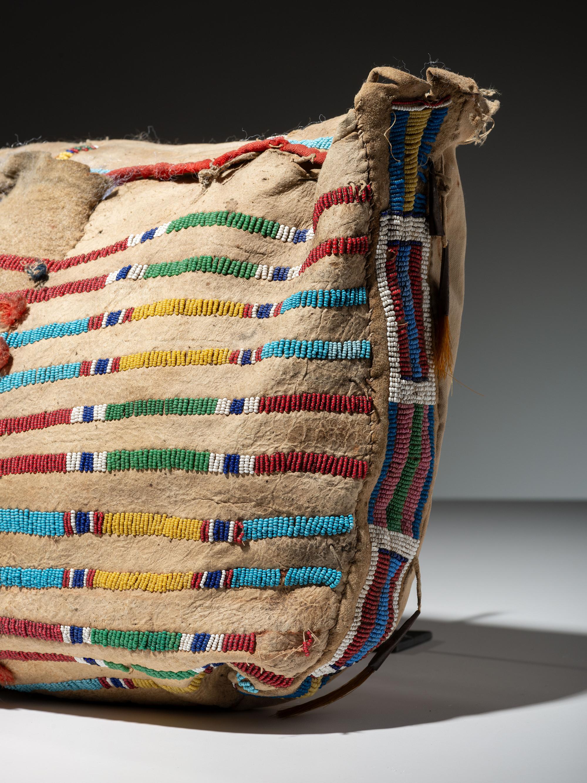 Apsáalooke (Crow) Beaded Buffalo Hide Possible Bag