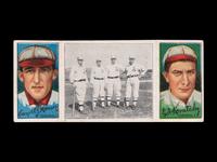 A 1912 T202 Hassan Triple Folder Edward Konetchy / Arnold Hauser / The Athletic Infield Baseball Card