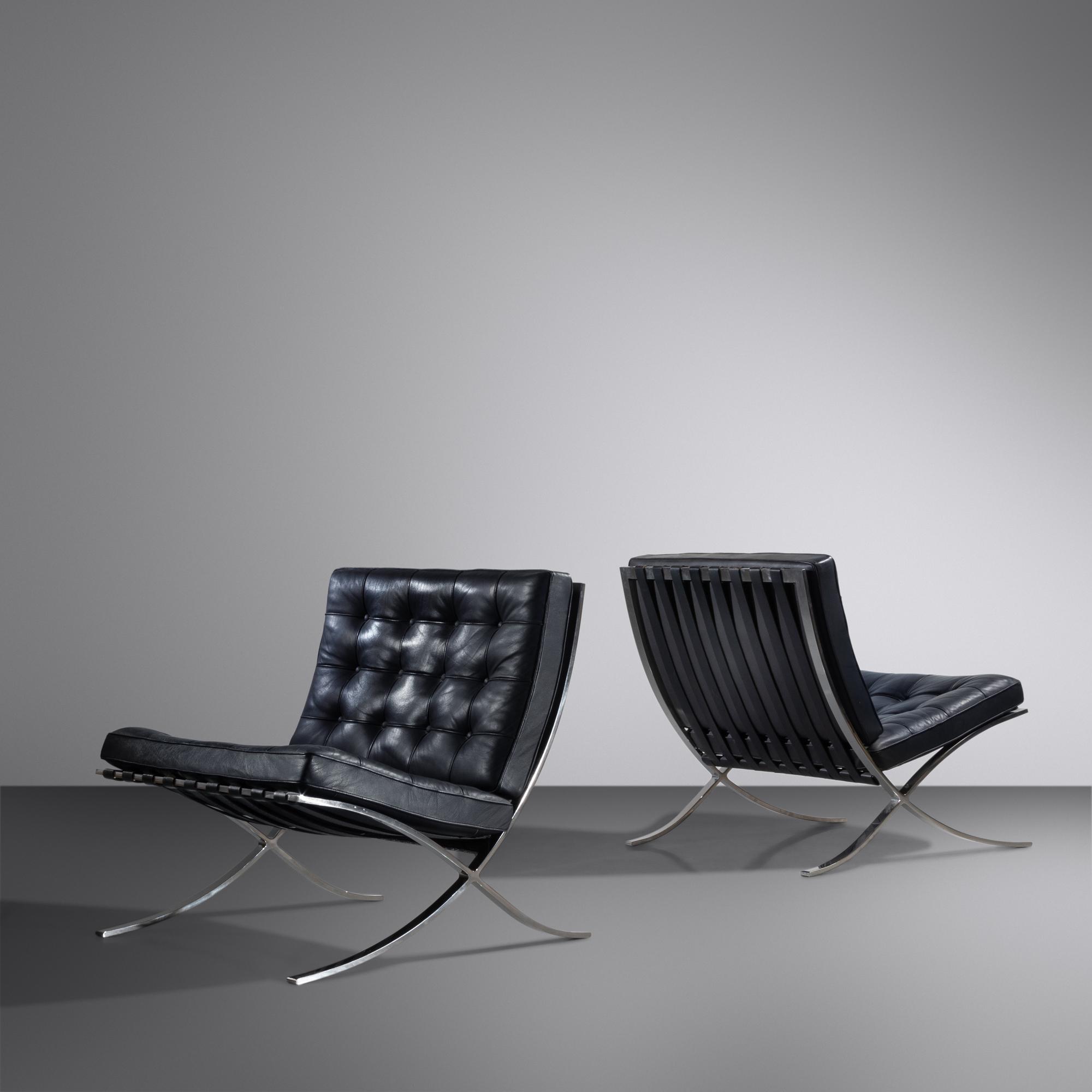 Pair of Barcelona Chairs Knoll International, USA