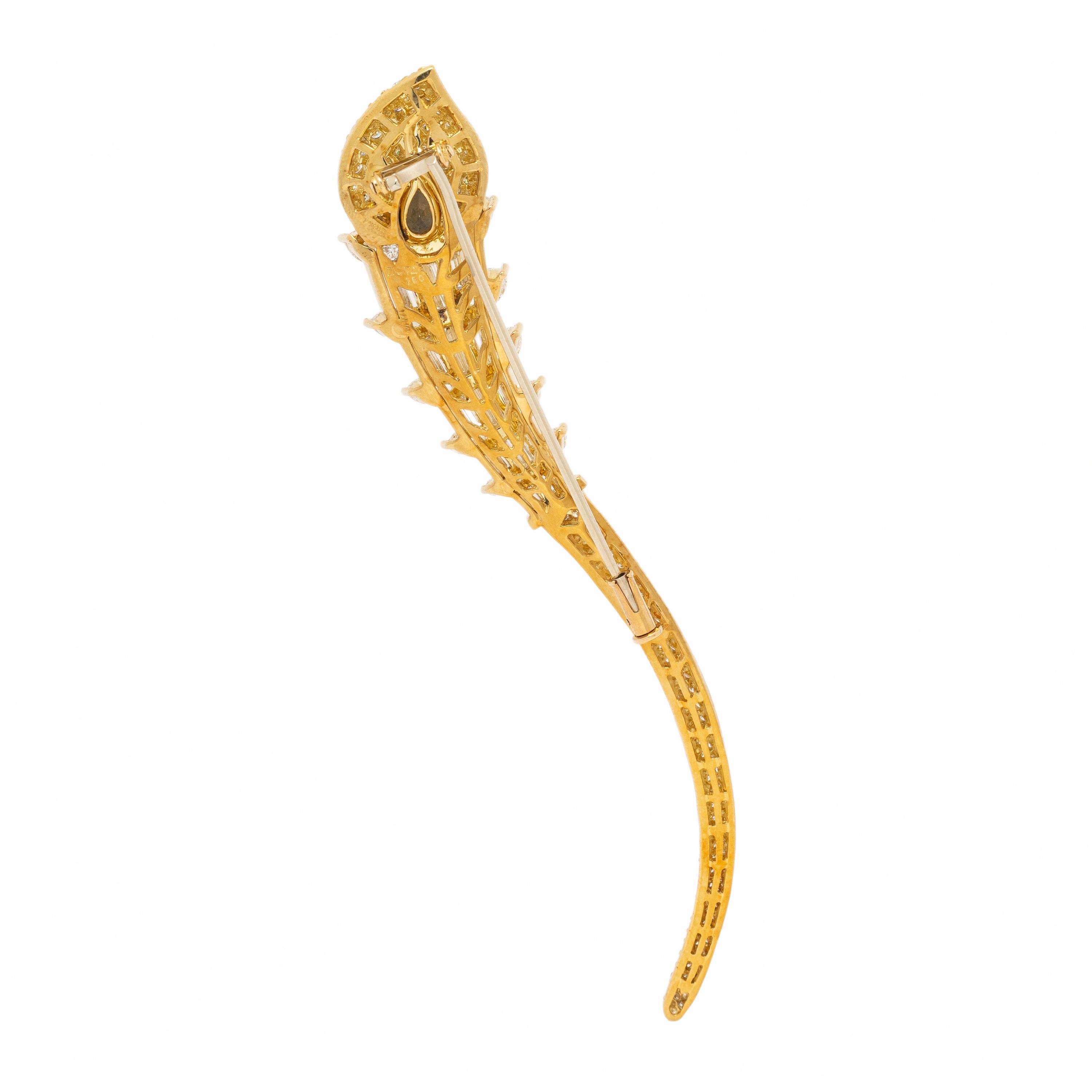Diamond and Yellow Gold Brooch