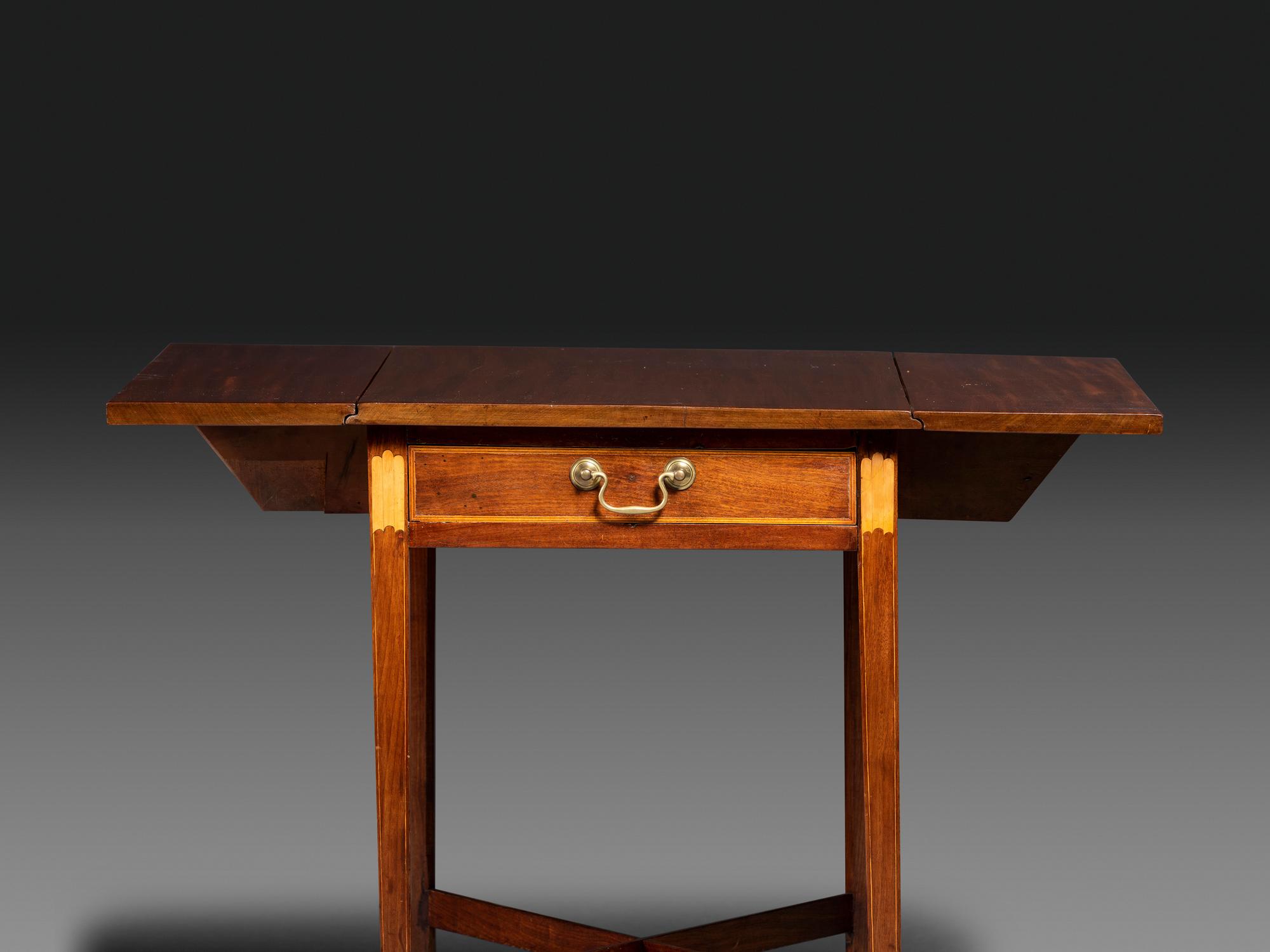 A Federal Inlaid Mahogany X-Stretcher Base Pembroke Table