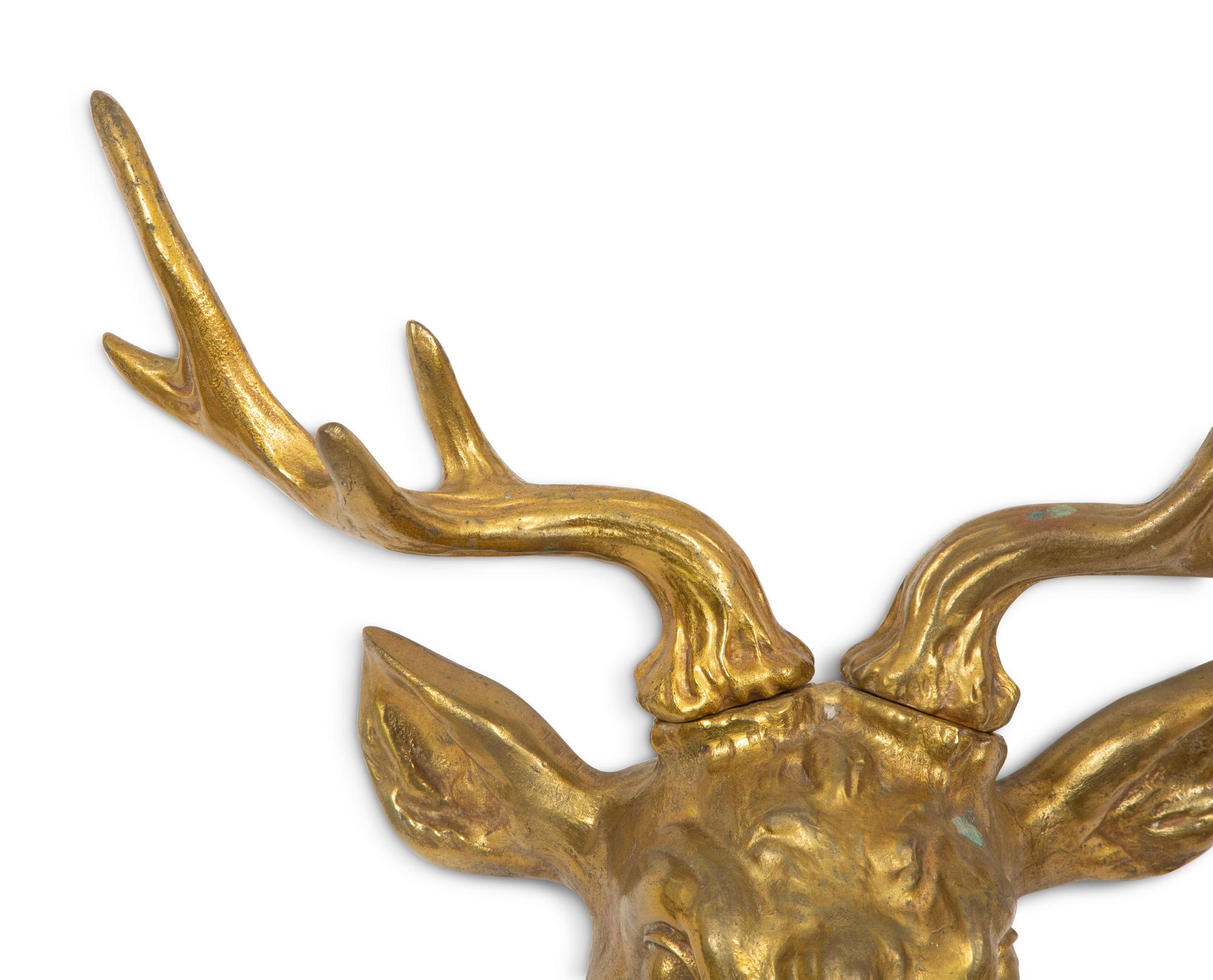 A Gilt Cast Bronze Stag Head Mount