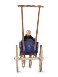 A Carved and Painted Horse-Form Doll’s Carriage