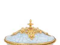 A French Gilt Bronze Mounted Mottled Blue Glass Box