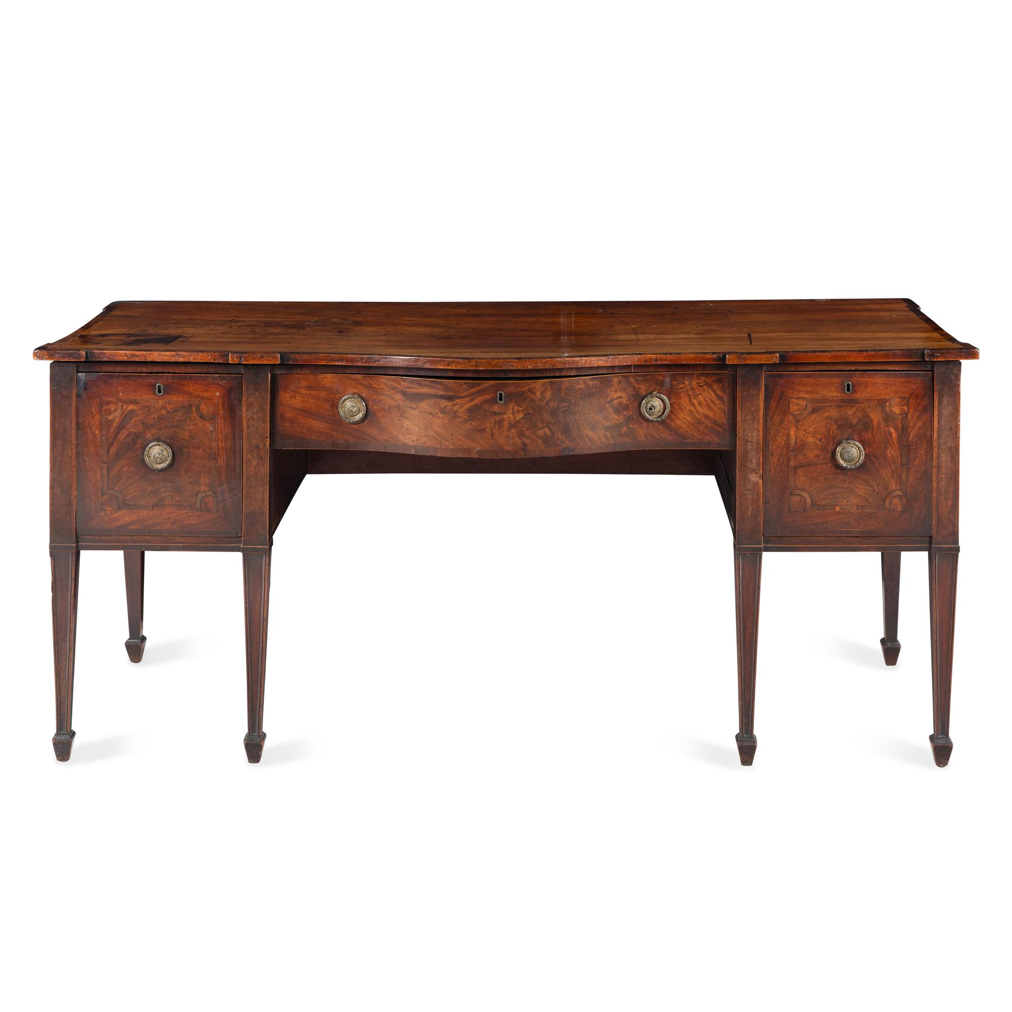 A George III Mahogany, Satinwood and Rosewood-Banded Sideboard