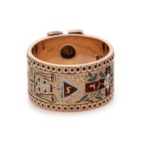 VICTORIAN, ROSE GOLD AND POLYCHROME ENAMEL MASONIC RING