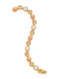 VAN CLEEF & ARPELS, YELLOW GOLD, CORAL, AND MOTHER-OF-PEARL BRACELET
