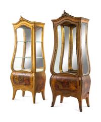 A Pair of Gilt Bronze Mounted Vernis Martin Vitrine Cabinets