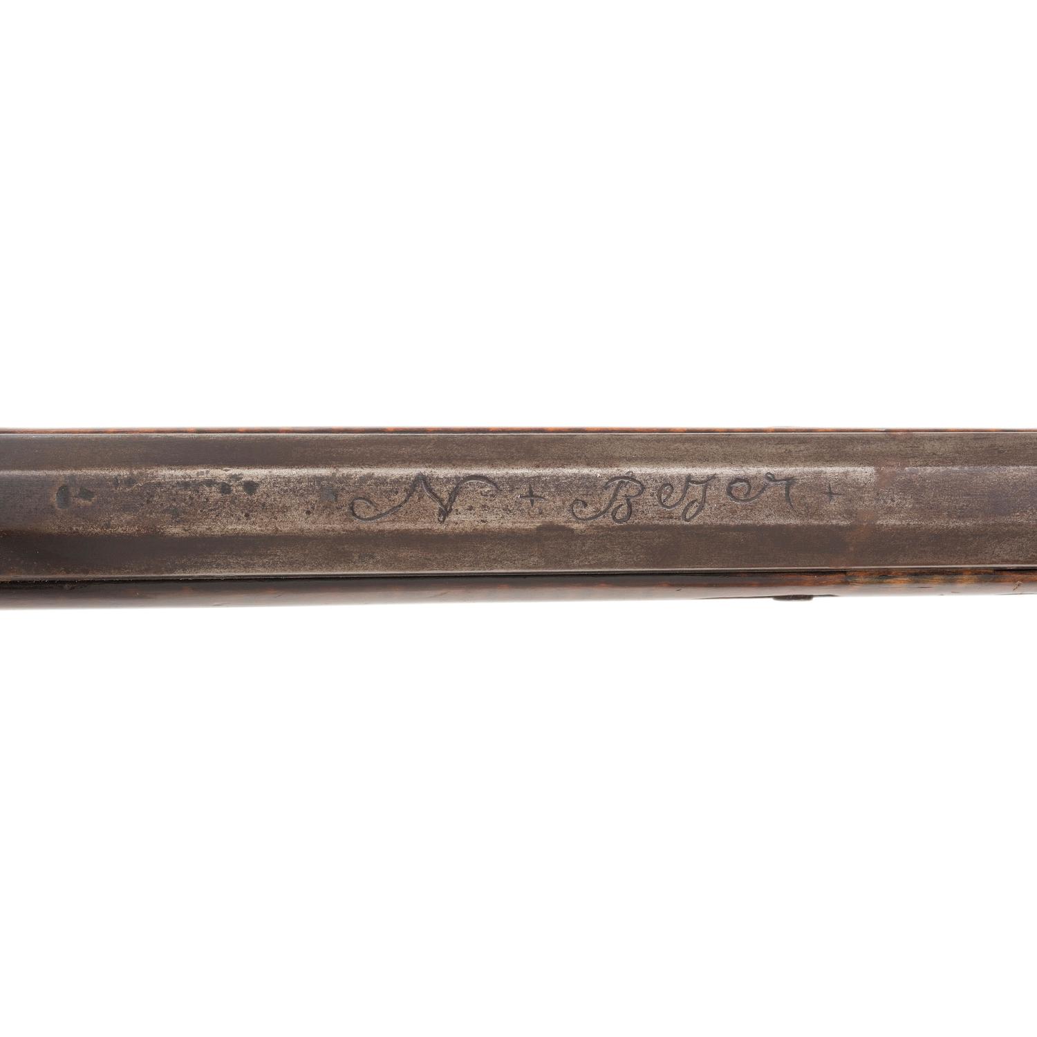 N Beyer Signed Late Golden Age Full Stock Flintlock Rifle