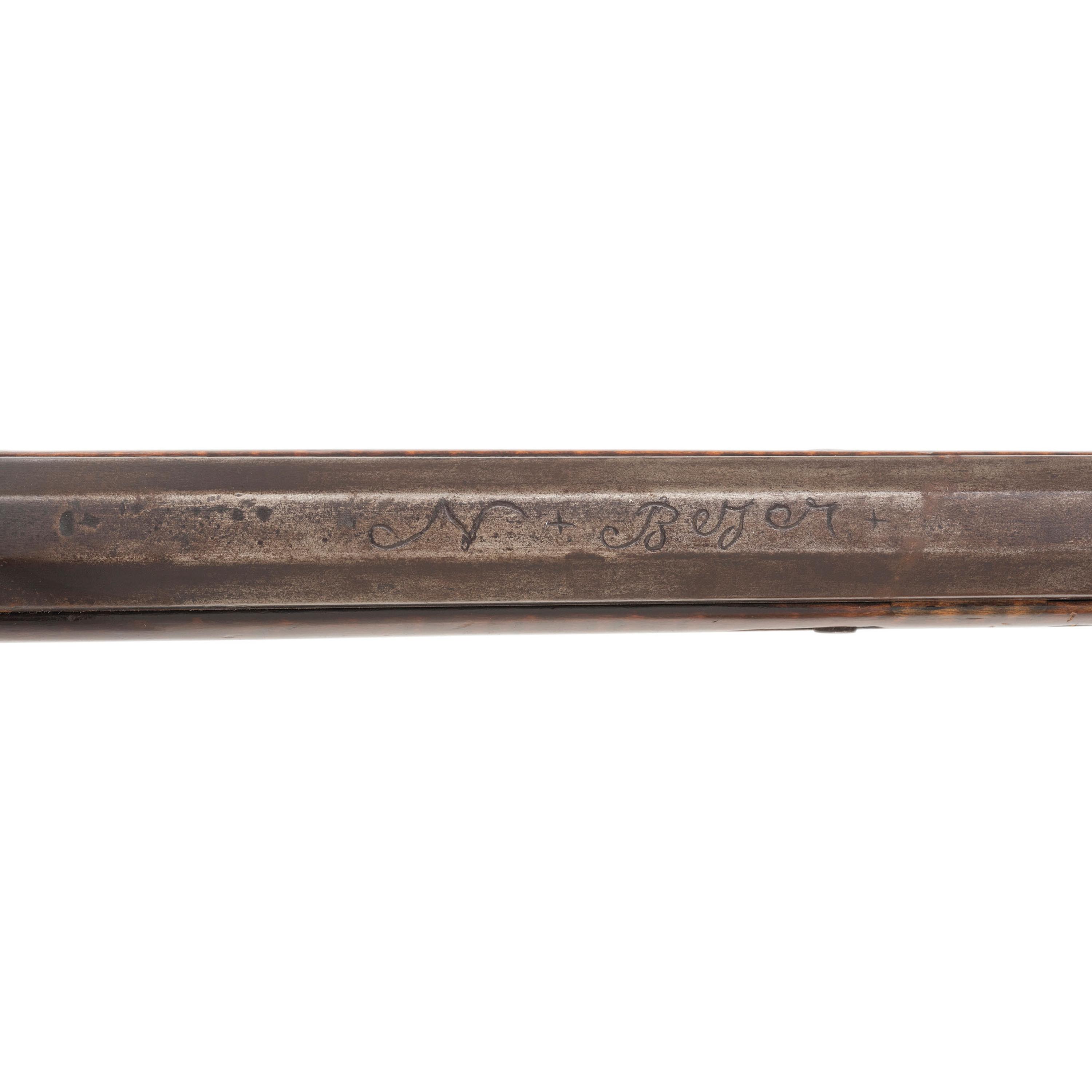 N Beyer Signed Late Golden Age Full Stock Flintlock Rifle