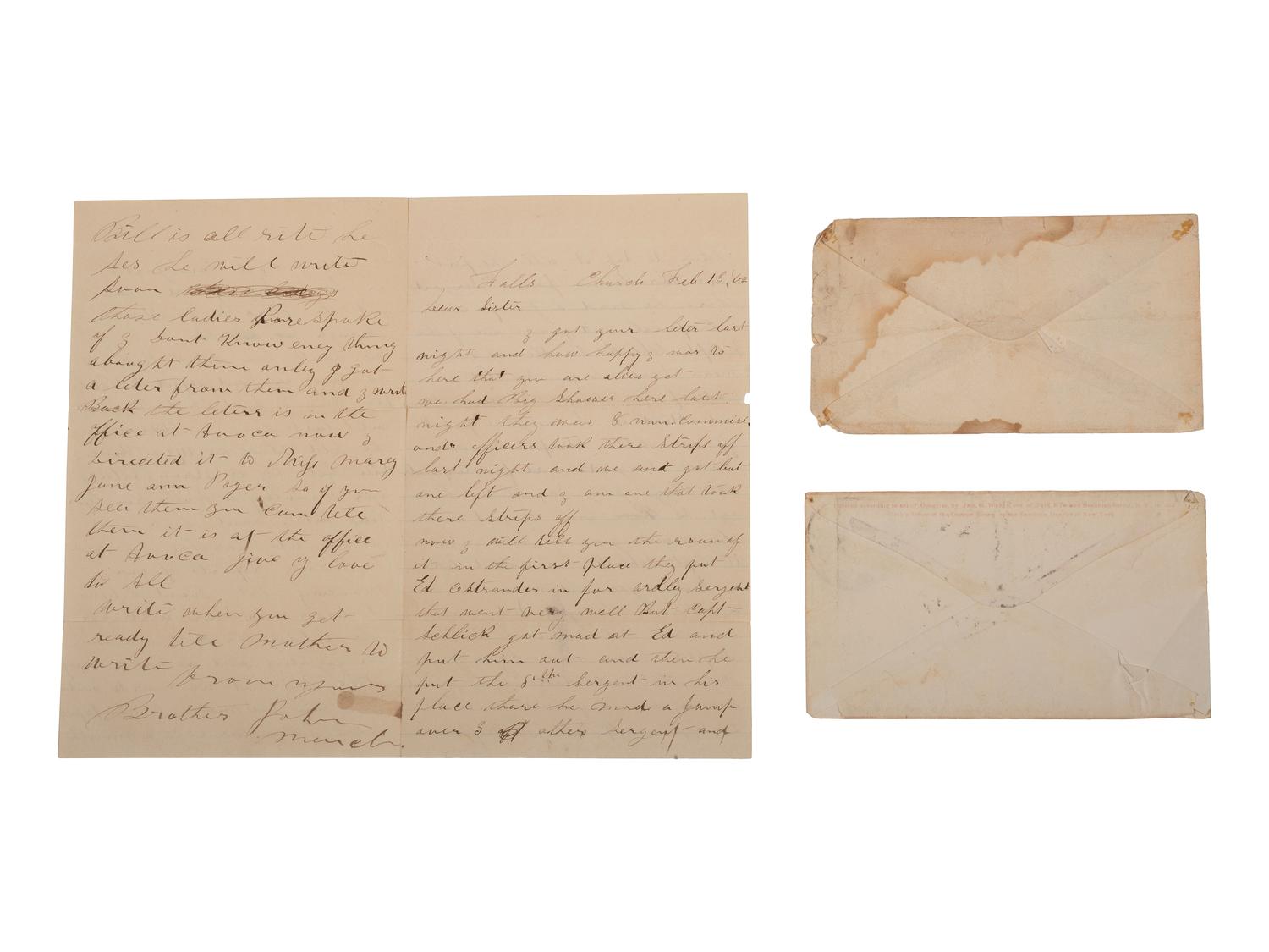 Private William March, Company A, 23rd New York Volunteer Infantry Regiment, KIA at Falmouth, VA. A group of items highlighted by remnant of March's Model 1858 forage cap, recovered from the arsenal explosion that killed him.