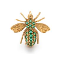EMERALD AND YELLOW GOLD BEE PIN