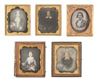 [EARLY PHOTOGRAPHY]. 25 sixth plate daguerreotypes of young women, some posed with books and other objects.