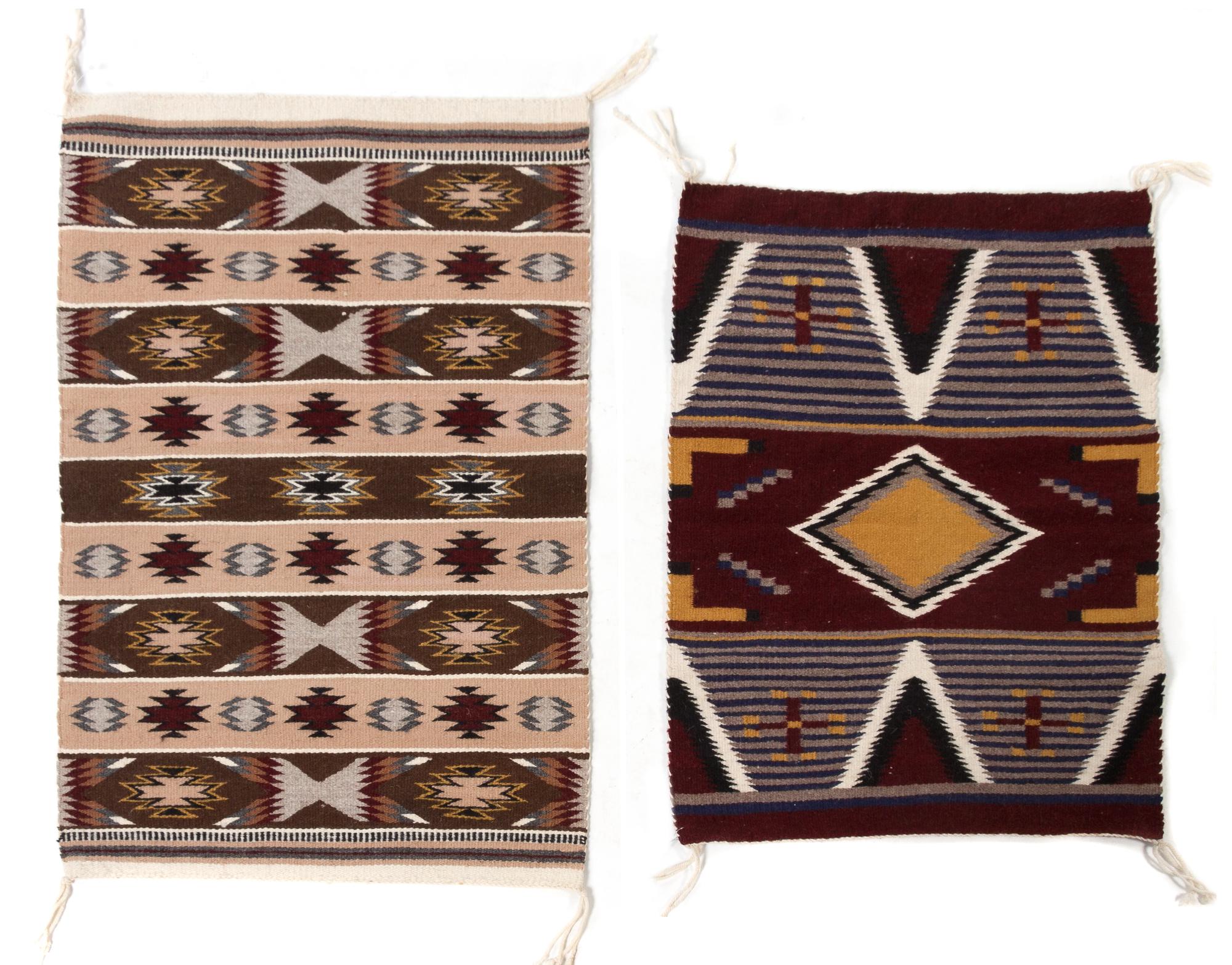 Two Navajo Wool Rugs Larger 30 1/2 x 19 1/2 inches. — 20TH CENTURY