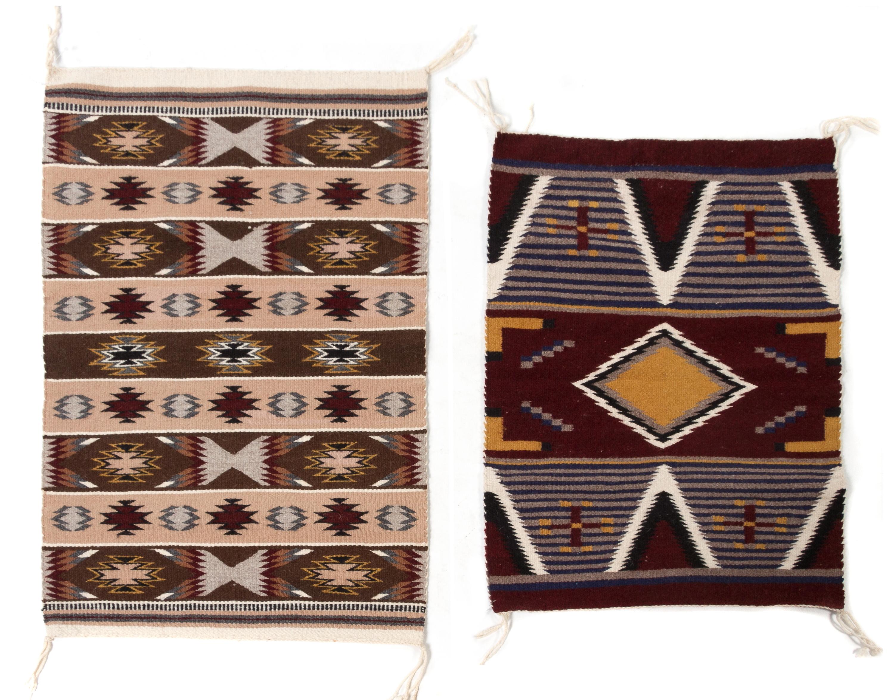Two Navajo Wool Rugs Larger 30 1/2 x 19 1/2 inches. — 20TH CENTURY