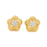 TURI, GOLD AND DIAMOND FLOWER EARRINGS