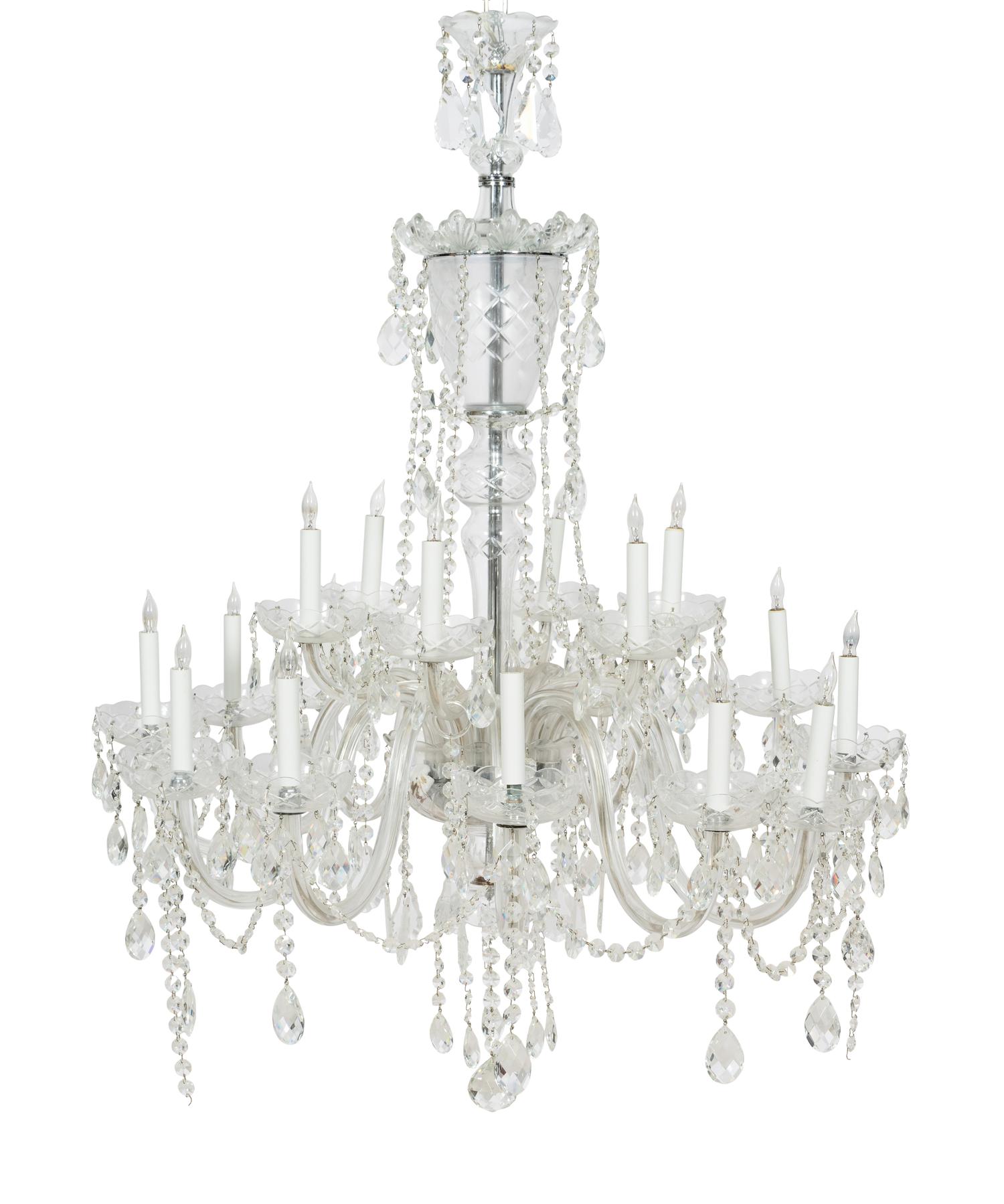 A Cut Glass Twenty-Light Chandelier