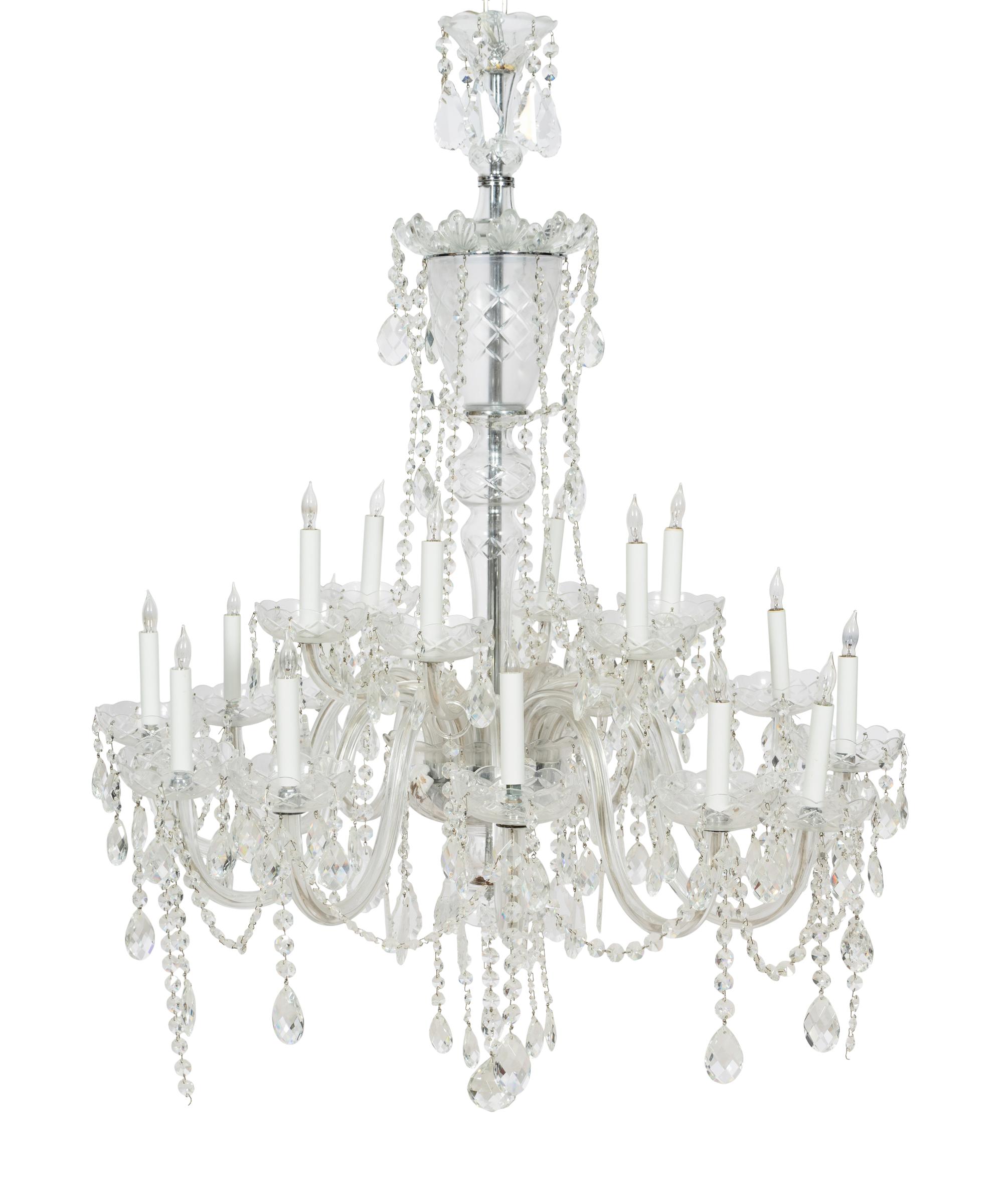 A Cut Glass Twenty-Light Chandelier