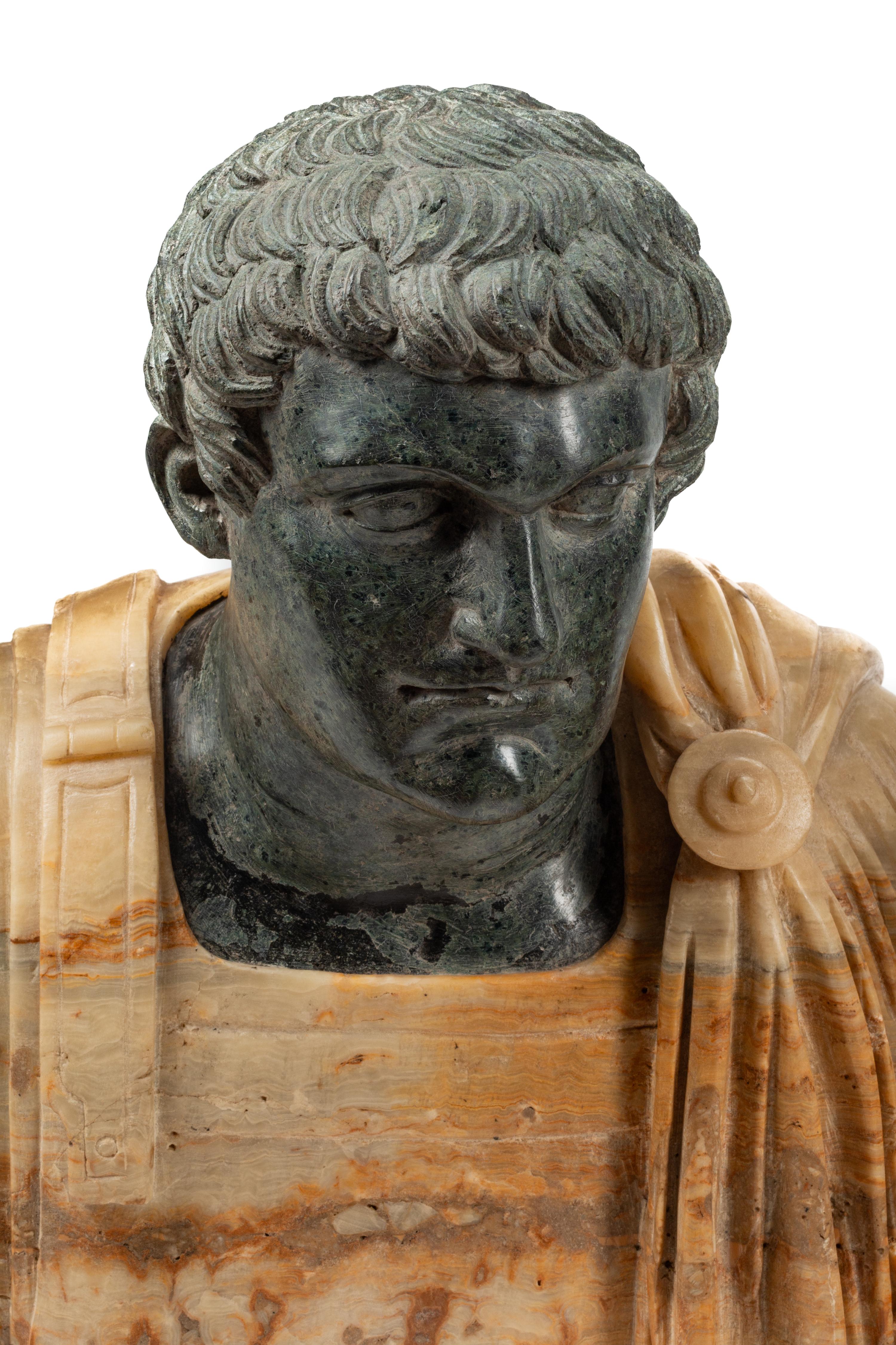A Pair of Continental Marble and Alabaster Busts