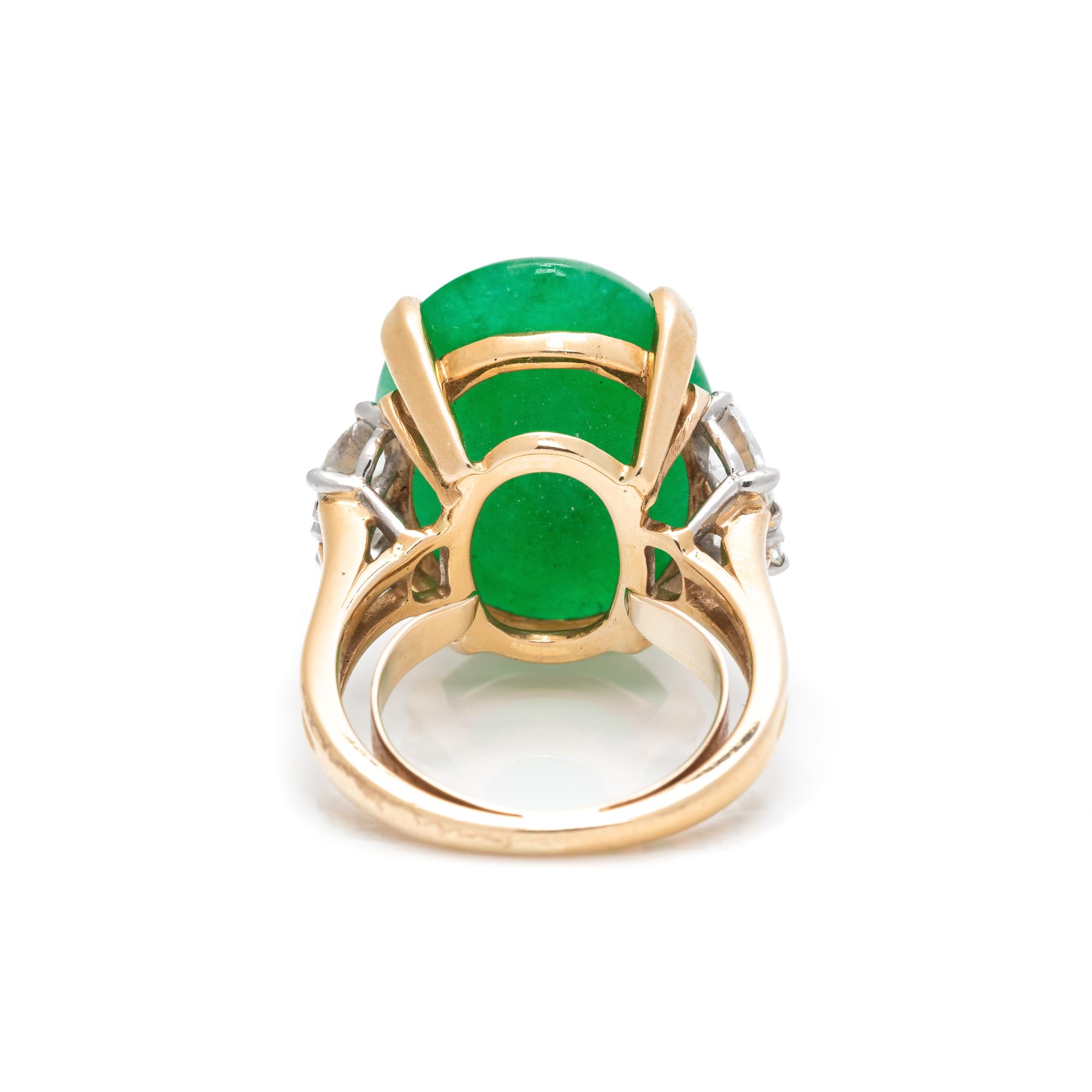 F.J. COOPER, JADEITE AND DIAMOND RING