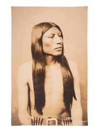 [NATIVE AMERICANS]. [BAKER & JOHNSTON, photographers]. Photograph of a Shoshone warrior. [Evanston, Wyoming: ca 1880s].