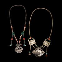Two Chinese Silver and Coral Necklaces, 19th Century